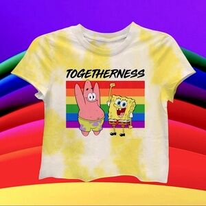 Nickelodeon SpongeBob Squarepants Size large rainbow PRIDE crop top $29 NEW